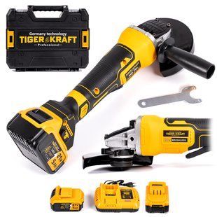 Бесщеточная аккумуляторная болгарка TigerKraft RM9 PRO (21V 5Ah) Угловая шлифмашина Тайгеркрафт 125 мм с 2 АКБ RM9 PRO фото
