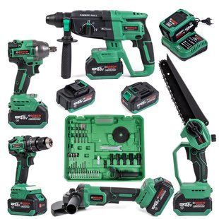 Безщітковий набір Bosch 5в1 (Шуруповерт, Пила 20см, Гайковерт, УШМ, Перфоратор) Акумуляторний набір Бош + 3 АКБ 48V 777100 фото