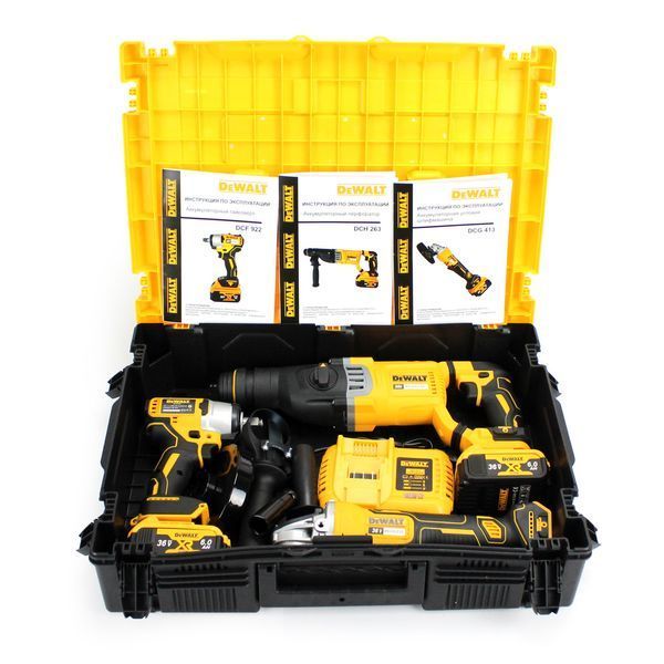 Набір 3в1 АКБ DeWalt 36V (Перфоратор DCH263 + Болгарка DCG413 + Гайковерт DCF922) Набір 3в1 Деволт 1000623 фото