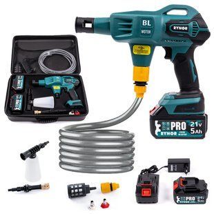 Безщіткова акумуляторна мийка Rynor ​​RW21 PRO (21V 5Ah 40 бар) Міні-мийка Райнор високого тиску для авто з 2АКБ RW 21 PRO фото