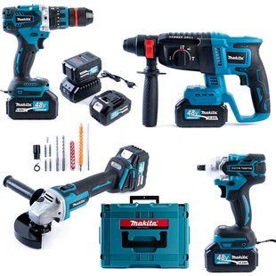 Безщітковий акумуляторний набір Makita 4в1 48V Ударний Шуруповерт + Перфоратор + Болгарка + Гайковерт Макіта 471245 фото